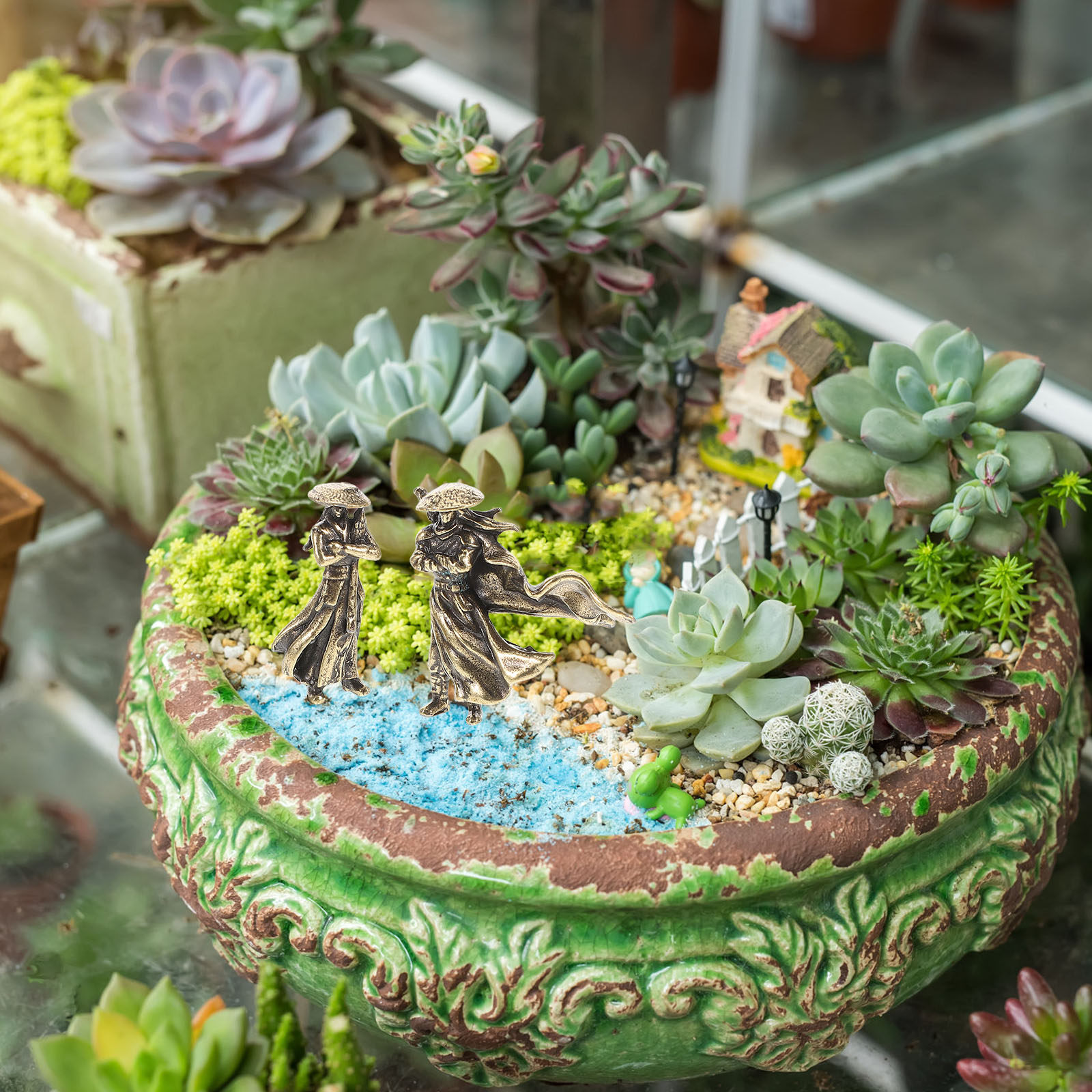 2개 세트의 미니어처 전쟁 장군 조각상, 고대 중국 디 - Bonsai Garden Landscape Design 리뷰 및 가격