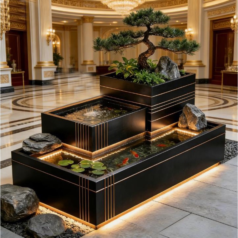 스테인리스 스틸 폭포 장식 - 고급스러운 야외 코이 연 - Bonsai Garden With Koi Pond 리뷰 및 가격