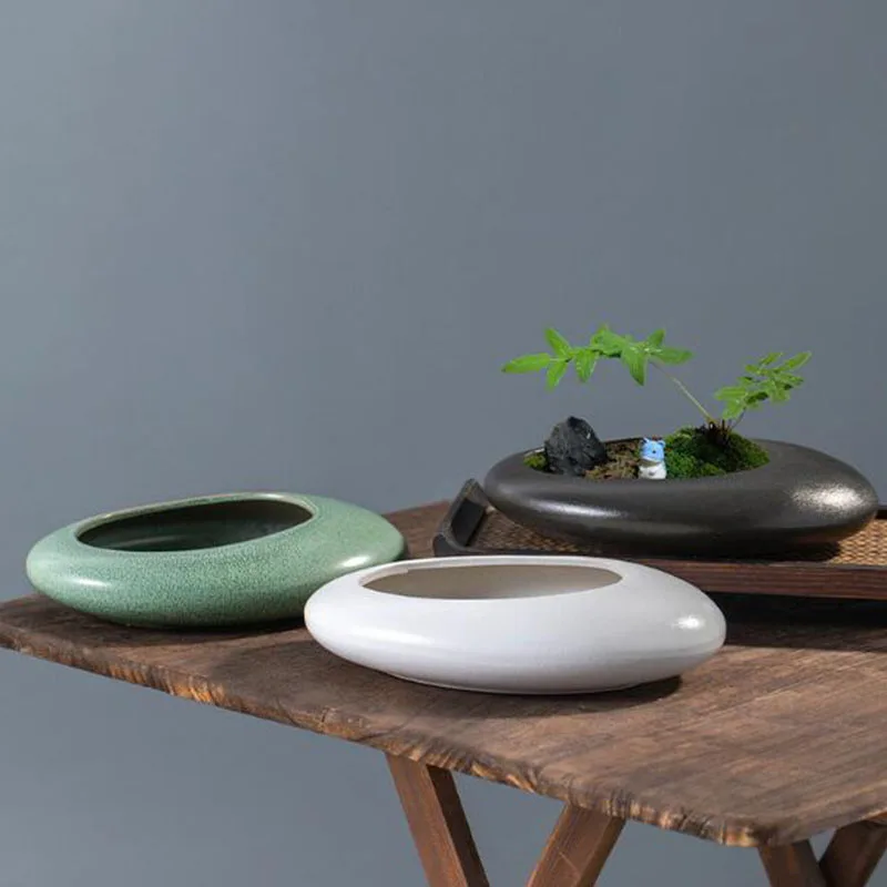 거친 질감의 도자기 분재 화분, 녹색 식물 화분, 수경 - Bonsai Garden Art 리뷰 및 가격